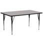 Flash Furniture XU-A3072-REC-GY-H-A-GG 30"W x 72"L Rectangular Grey HP Laminate Activity Table - Height Adjustable Legs (Gray Top/Black Frame) - Main view