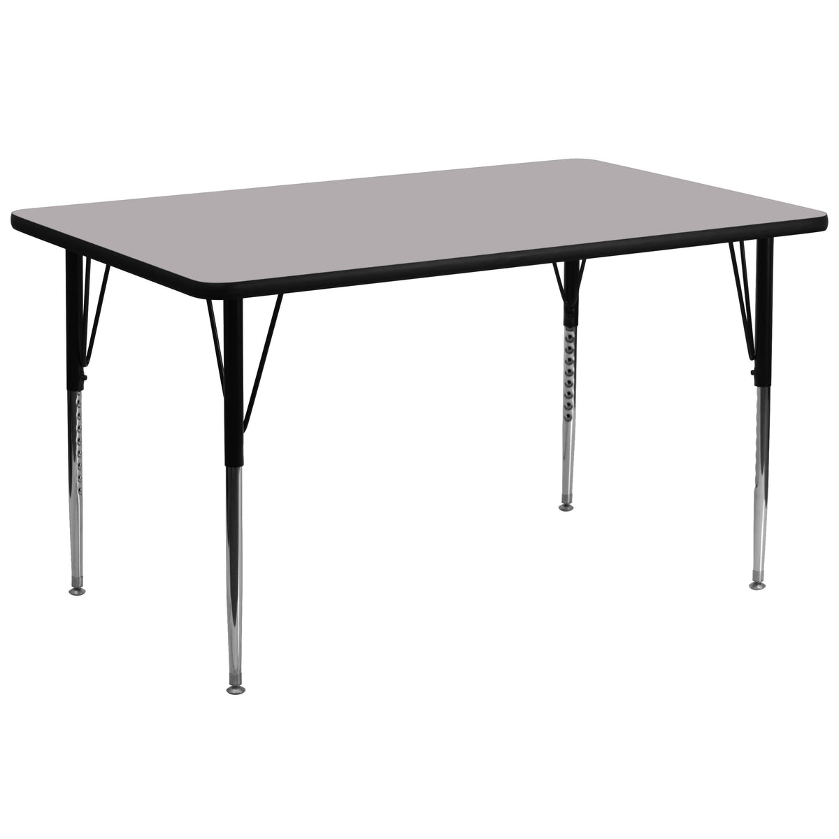 Flash Furniture XU-A3072-REC-GY-T-A-GG 30"W x 72"L Rectangular Grey Thermal Laminate Adjustable Activity Table (Gray Top/Black Frame) - Main view