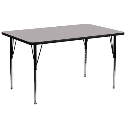 Flash Furniture XU-A3072-REC-GY-T-A-GG 30"W x 72"L Rectangular Grey Thermal Laminate Adjustable Activity Table (Gray Top/Black Frame) - Main view