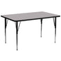 Flash Furniture XU-A3072-REC-GY-T-A-GG 30"W x 72"L Rectangular Grey Thermal Laminate Adjustable Activity Table (Gray Top/Black Frame) - Main view