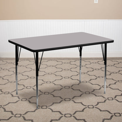 Flash Furniture XU-A3072-REC-GY-T-A-GG 30"W x 72"L Rectangular Grey Thermal Laminate Adjustable Activity Table (Gray Top/Black Frame) - View 2