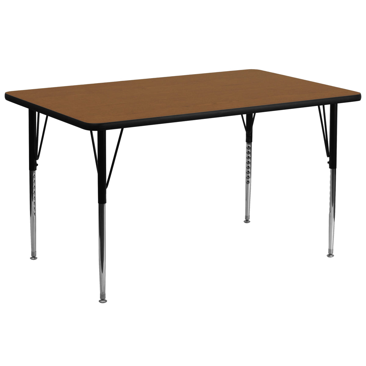 Flash Furniture XU-A3072-REC-OAK-H-A-GG 30"W x 72"L Rectangular Oak HP Laminate Activity Table - Height Adjustable Legs (Oak Top/Black Frame) - Main view