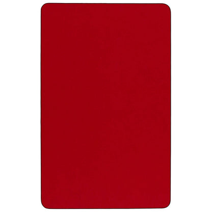 Flash Furniture XU-A3072-REC-RED-T-A-CAS-GG Mobile 30"W x 72"L Rectangular Red Thermal Laminate Adjustable Activity Table (Red Top/Black Frame) - View 2