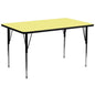 Flash Furniture XU-A3072-REC-YEL-T-A-GG 30"W x 72"L Rectangular Yellow Thermal Laminate Adjustable Activity Table (Yellow Top/Black Frame) - Main view