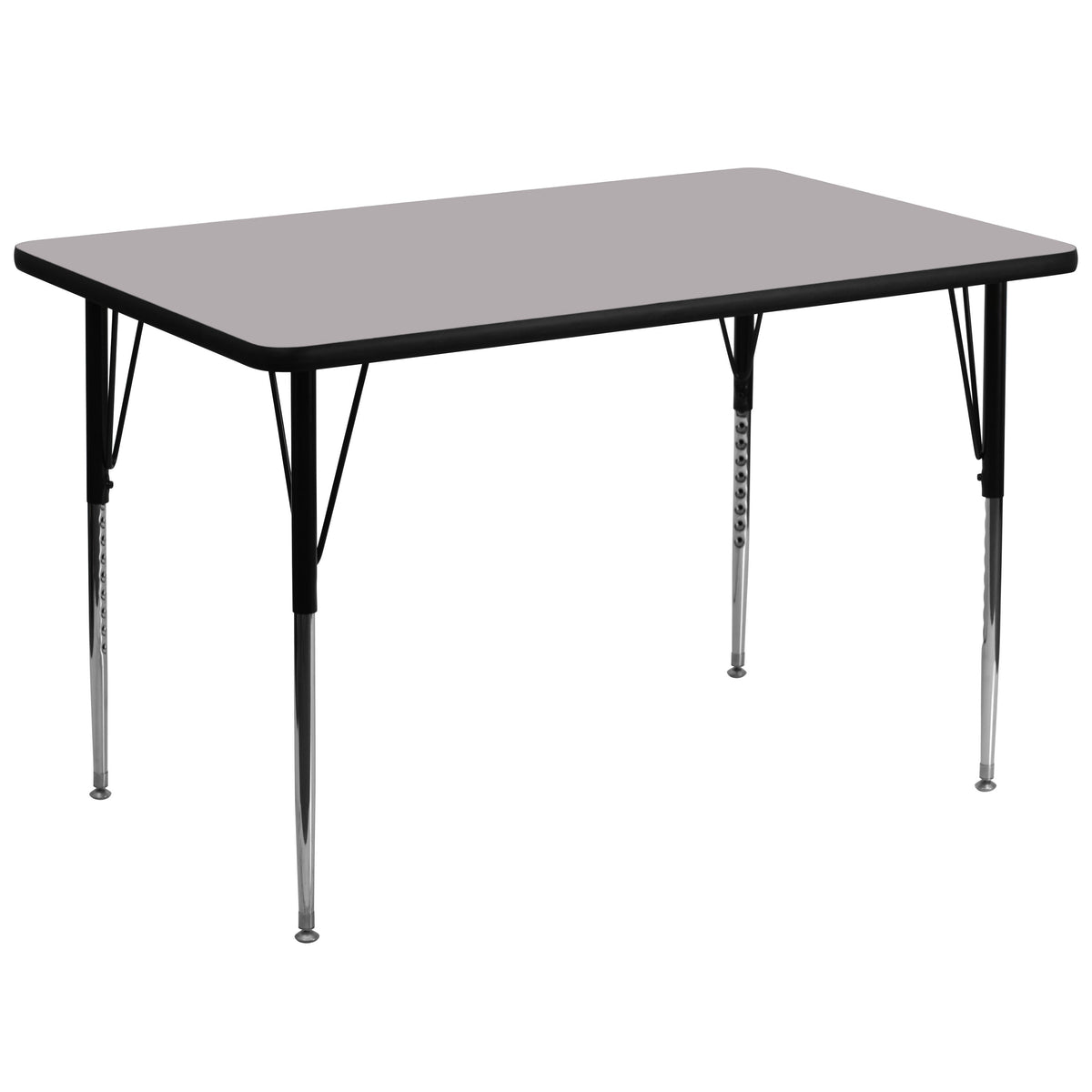 Flash Furniture XU-A3672-REC-GY-T-A-GG 36"W x 72"L Rectangular Grey Thermal Laminate Adjustable Activity Table (Gray Top/Black Frame) - Main view