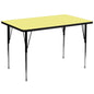 Flash Furniture XU-A3672-REC-YEL-T-A-GG 36"W x 72"L Rectangular Yellow Thermal Laminate Adjustable Activity Table (Yellow Top/Black Frame) - Main view