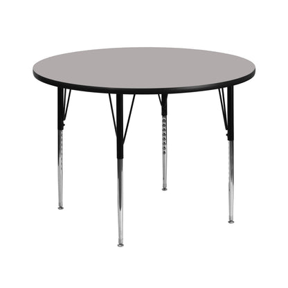 Flash Furniture XU-A42-RND-GY-H-A-GG 42" Round Grey HP Laminate Activity Table - Standard Height Adjustable Legs (Gray Top/Black Frame) - Main view