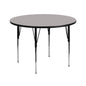 Flash Furniture XU-A42-RND-GY-H-A-GG 42" Round Grey HP Laminate Activity Table - Standard Height Adjustable Legs (Gray Top/Black Frame) - Main view