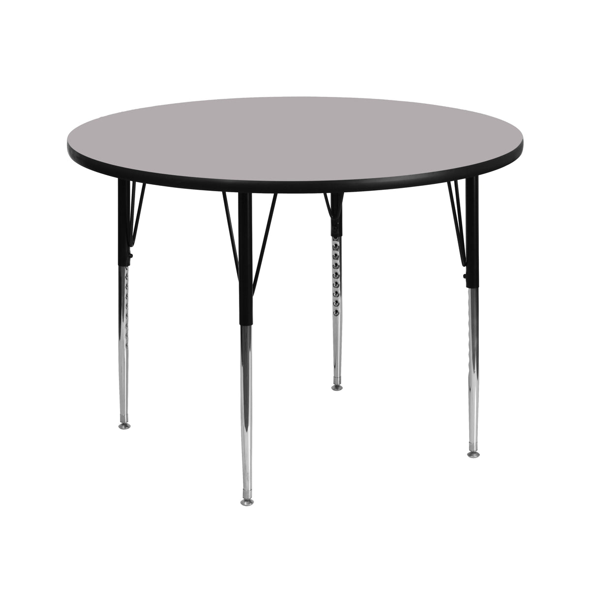 Flash Furniture XU-A42-RND-GY-T-A-GG 42" Round Grey Thermal Laminate Activity Table - Standard Height Adjustable Legs (Gray Top/Black Frame) - Main view