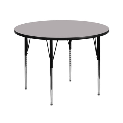 Flash Furniture XU-A42-RND-GY-T-A-GG 42" Round Grey Thermal Laminate Activity Table - Standard Height Adjustable Legs (Gray Top/Black Frame) - Main view