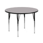 Flash Furniture XU-A42-RND-GY-T-A-GG 42" Round Grey Thermal Laminate Activity Table - Standard Height Adjustable Legs (Gray Top/Black Frame) - Main view
