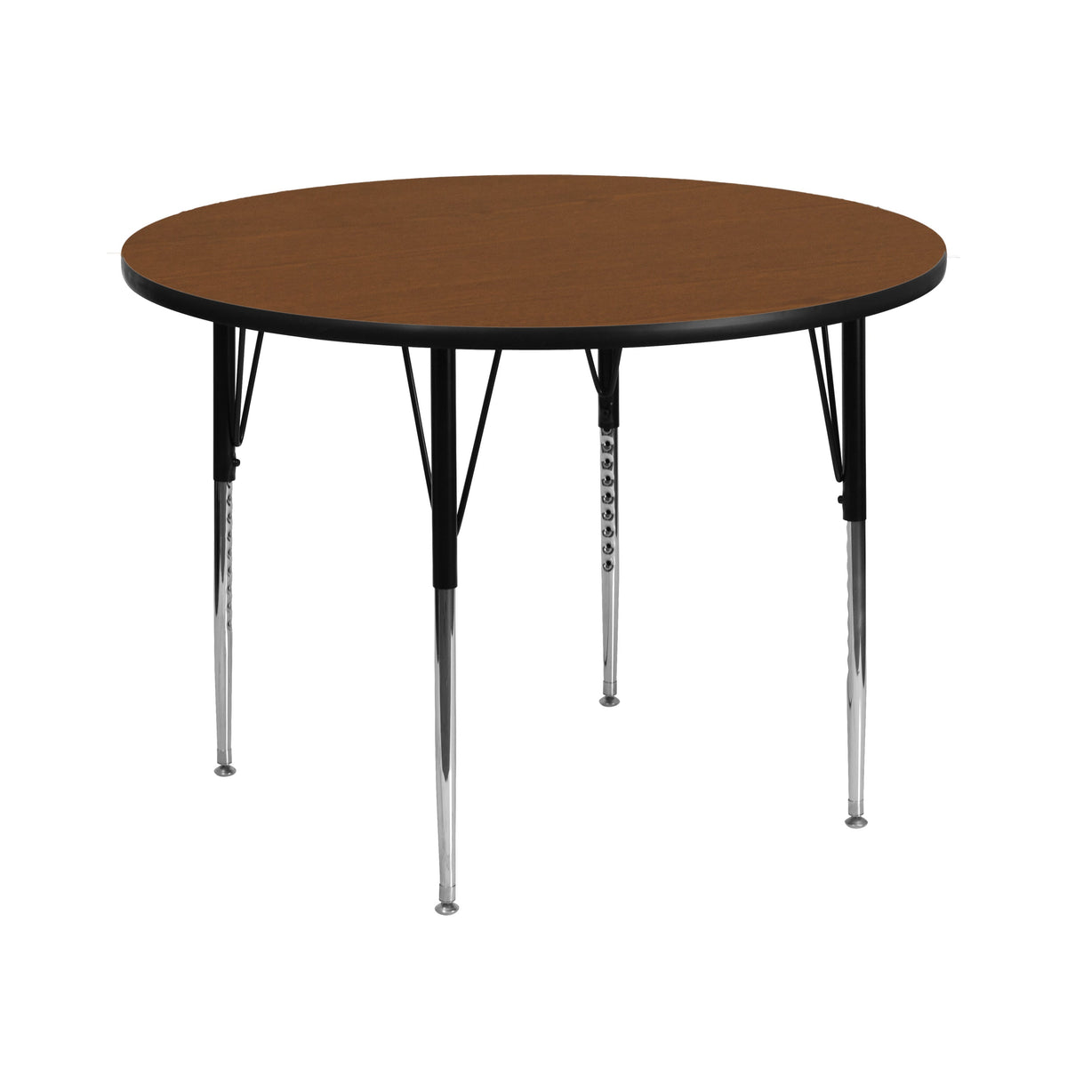 Flash Furniture XU-A42-RND-OAK-H-A-GG 42" Round Oak HP Laminate Activity Table - Standard Height Adjustable Legs (Oak Top/Black Frame) - Main view