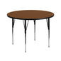 Flash Furniture XU-A42-RND-OAK-H-A-GG 42" Round Oak HP Laminate Activity Table - Standard Height Adjustable Legs (Oak Top/Black Frame) - Main view
