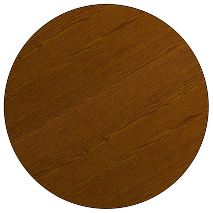 Flash Furniture XU-A42-RND-OAK-H-A-GG 42" Round Oak HP Laminate Activity Table - Standard Height Adjustable Legs (Oak Top/Black Frame) - View 2