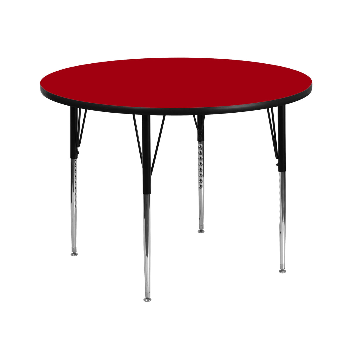 Flash Furniture XU-A42-RND-RED-T-A-GG 42" Round Red Thermal Laminate Activity Table - Standard Height Adjustable Legs (Red Top/Black Frame) - Main view