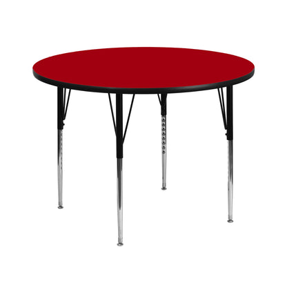 Flash Furniture XU-A42-RND-RED-T-A-GG 42" Round Red Thermal Laminate Activity Table - Standard Height Adjustable Legs (Red Top/Black Frame) - Main view