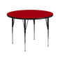 Flash Furniture XU-A42-RND-RED-T-A-GG 42" Round Red Thermal Laminate Activity Table - Standard Height Adjustable Legs (Red Top/Black Frame) - Main view