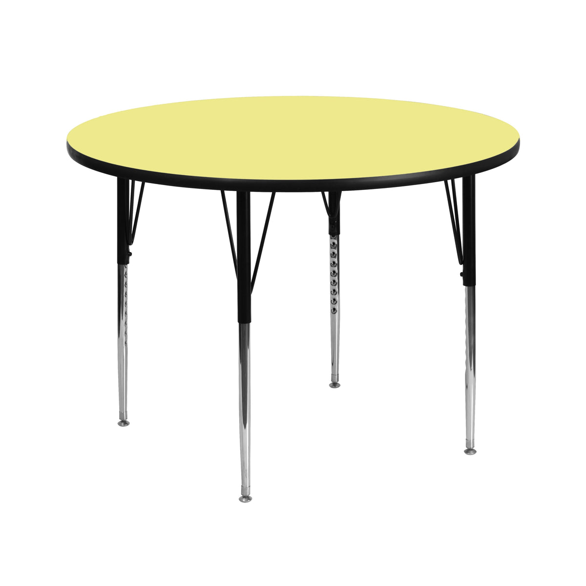 Flash Furniture XU-A42-RND-YEL-T-A-GG 42" RD Yellow Thermal Laminate Activity Table - Standard Height Adjustable Legs (Yellow Top/Black Frame) - Main view