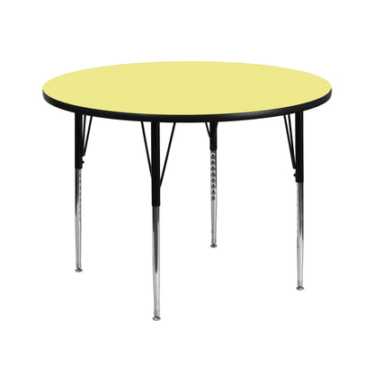 Flash Furniture XU-A42-RND-YEL-T-A-GG 42" RD Yellow Thermal Laminate Activity Table - Standard Height Adjustable Legs (Yellow Top/Black Frame) - Main view