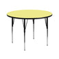 Flash Furniture XU-A42-RND-YEL-T-A-GG 42" RD Yellow Thermal Laminate Activity Table - Standard Height Adjustable Legs (Yellow Top/Black Frame) - Main view