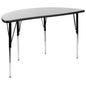 Flash Furniture XU-A48-HCIRC-GY-T-A-GG 47.5" Half Circle Wave Collaborative Grey Adjustable Height Activity Table (Grey Top/Black Frame) - Main view