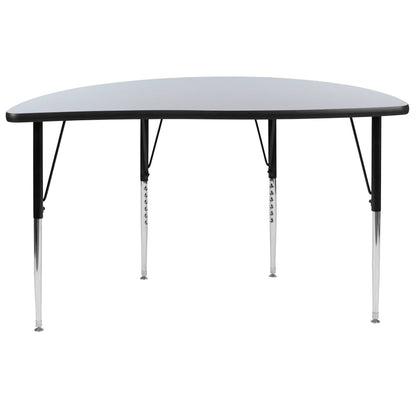 Flash Furniture XU-A48-HCIRC-GY-T-A-GG 47.5" Half Circle Wave Collaborative Grey Adjustable Height Activity Table (Grey Top/Black Frame) - View 6