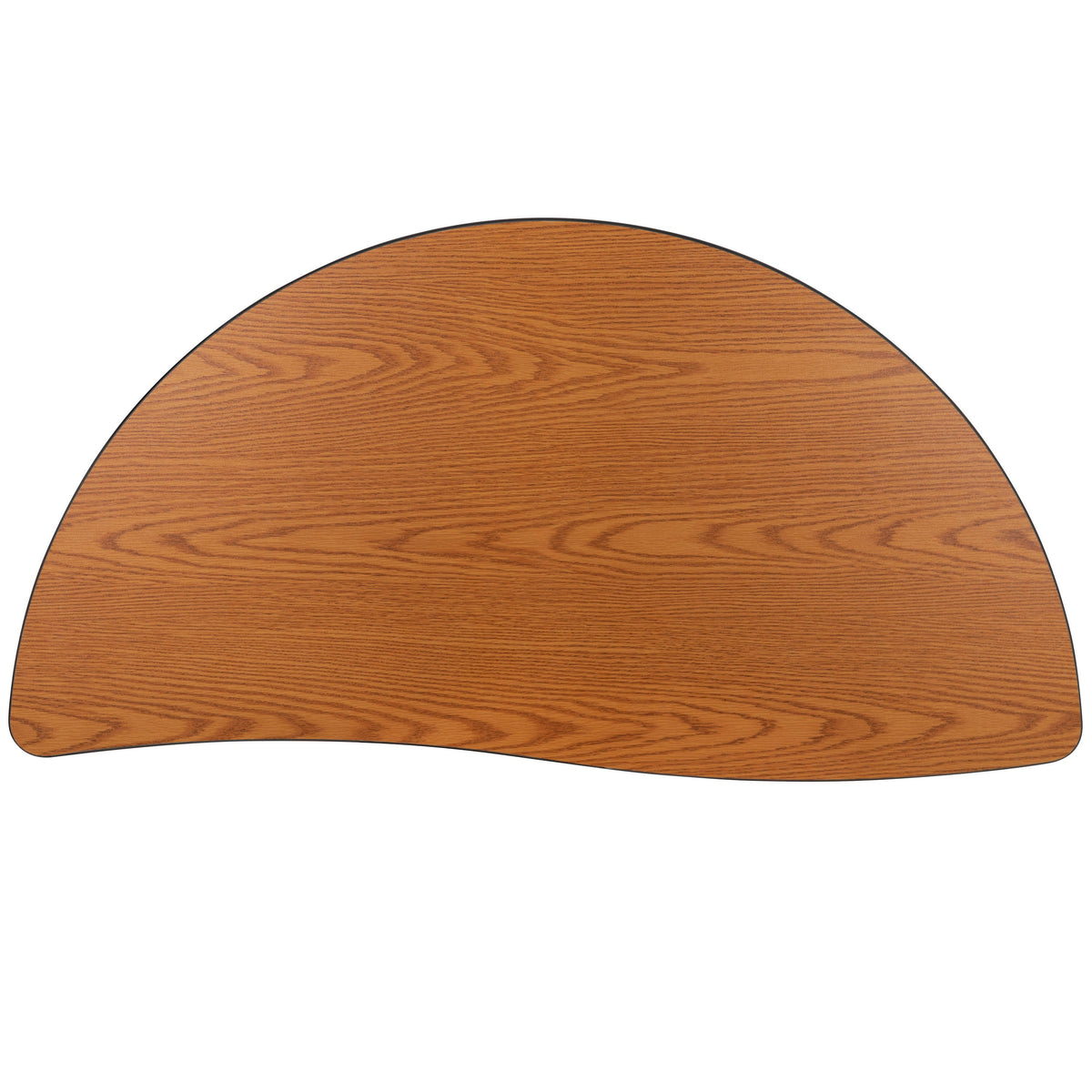 Flash Furniture XU-A48-HCIRC-OAK-T-A-GG 47.5" Half Circle Wave Collaborative Oak Adjustable Height Activity Table (Oak Top/Black Frame) - View 7