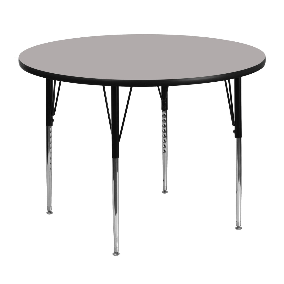 Flash Furniture XU-A48-RND-GY-H-A-GG 48" Round Grey HP Laminate Activity Table - Standard Height Adjustable Legs (Gray Top/Black Frame) - Main view