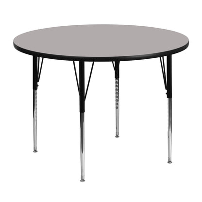 Flash Furniture XU-A48-RND-GY-H-A-GG 48" Round Grey HP Laminate Activity Table - Standard Height Adjustable Legs (Gray Top/Black Frame) - Main view
