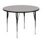 Flash Furniture XU-A48-RND-GY-H-A-GG 48" Round Grey HP Laminate Activity Table - Standard Height Adjustable Legs (Gray Top/Black Frame) - Main view