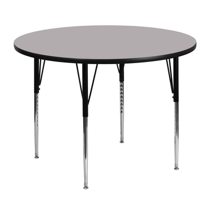 Flash Furniture XU-A48-RND-GY-T-A-GG 48" Round Grey Thermal Laminate Activity Table - Standard Height Adjustable Legs (Gray Top/Black Frame) - Main view