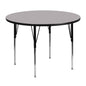 Flash Furniture XU-A48-RND-GY-T-A-GG 48" Round Grey Thermal Laminate Activity Table - Standard Height Adjustable Legs (Gray Top/Black Frame) - Main view