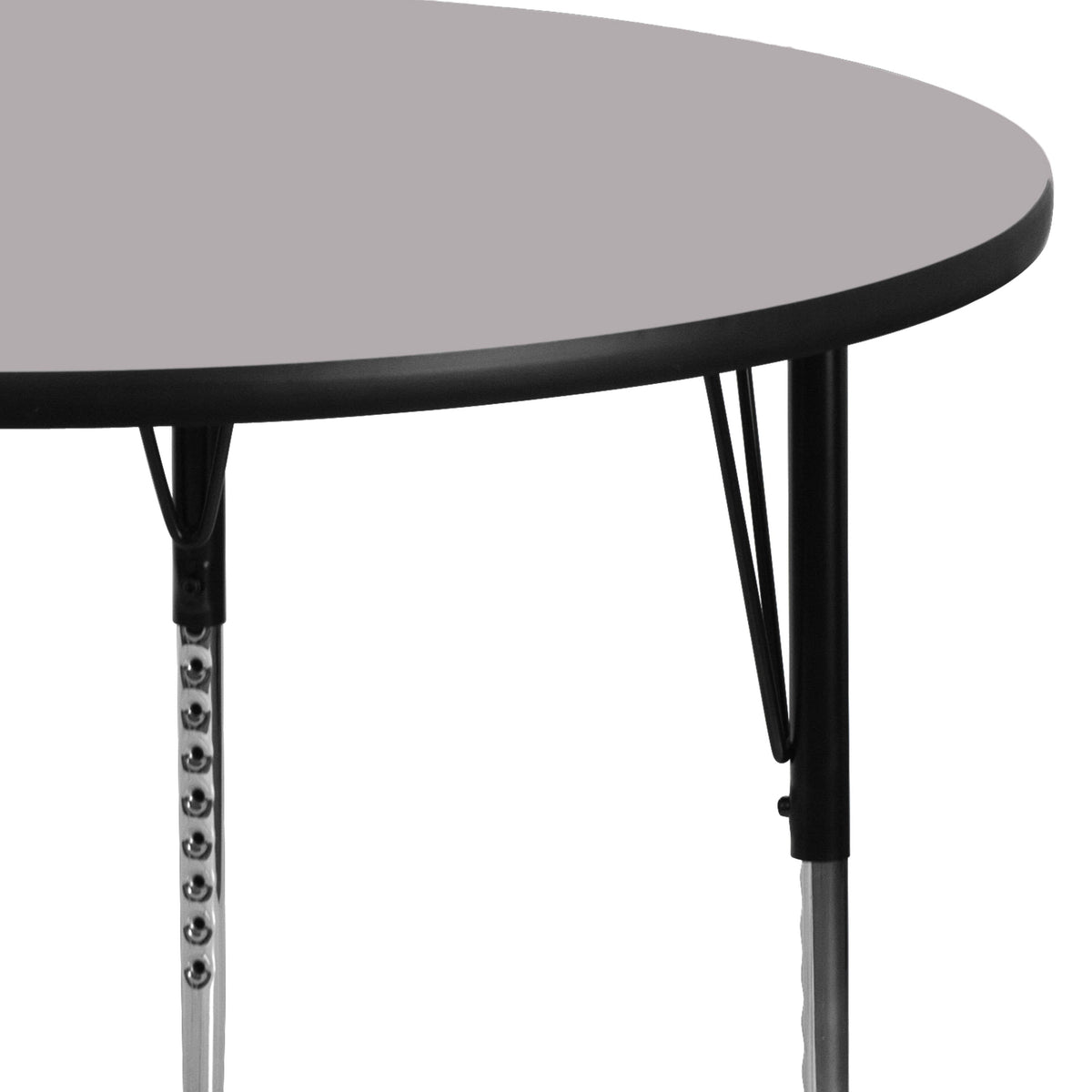 Flash Furniture XU-A48-RND-GY-T-A-GG 48" Round Grey Thermal Laminate Activity Table - Standard Height Adjustable Legs (Gray Top/Black Frame) - View 4