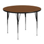 Flash Furniture XU-A48-RND-OAK-H-A-GG 48" Round Oak HP Laminate Activity Table - Standard Height Adjustable Legs (Oak Top/Black Frame) - Main view