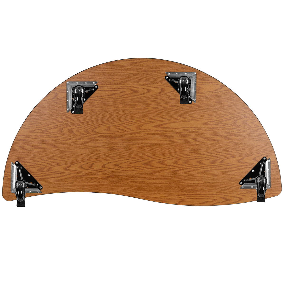 Flash Furniture XU-A60-HCIRC-GY-T-A-CAS-GG Mobile 60" Half Circle Wave Collaborative Grey Adjustable Height Activity Table (Grey Top/Black Frame) - View 8