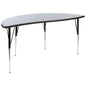 Flash Furniture XU-A60-HCIRC-GY-T-A-GG 60" Half Circle Wave Collaborative Grey Adjustable Height Activity Table (Grey Top/Black Frame) - Main view