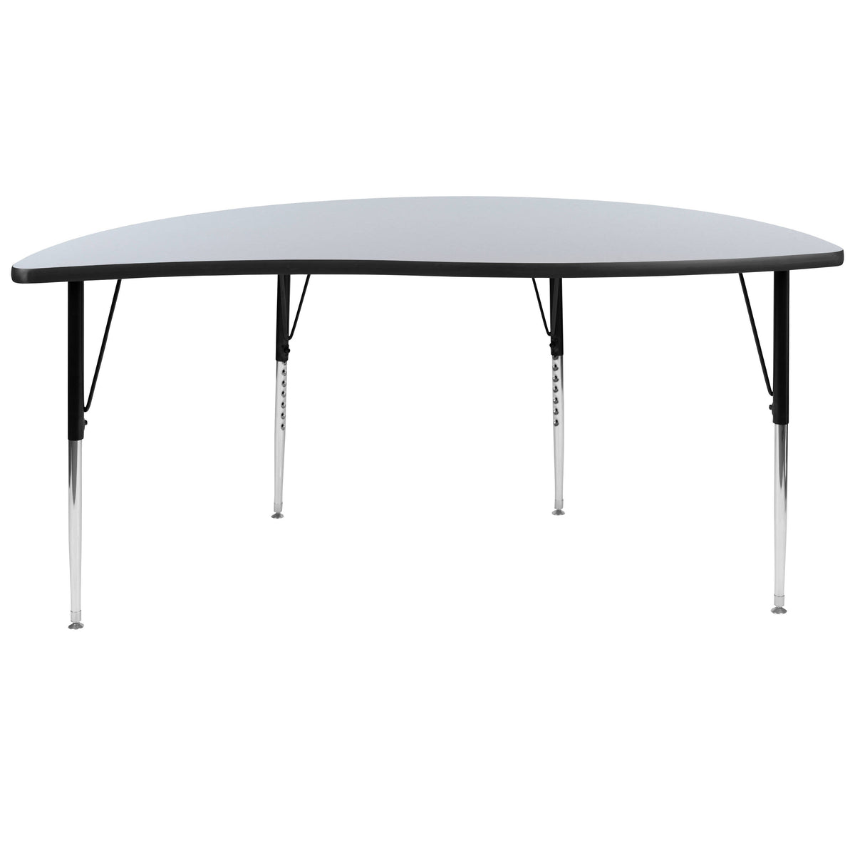 Flash Furniture XU-A60-HCIRC-GY-T-A-GG 60" Half Circle Wave Collaborative Grey Adjustable Height Activity Table (Grey Top/Black Frame) - View 6