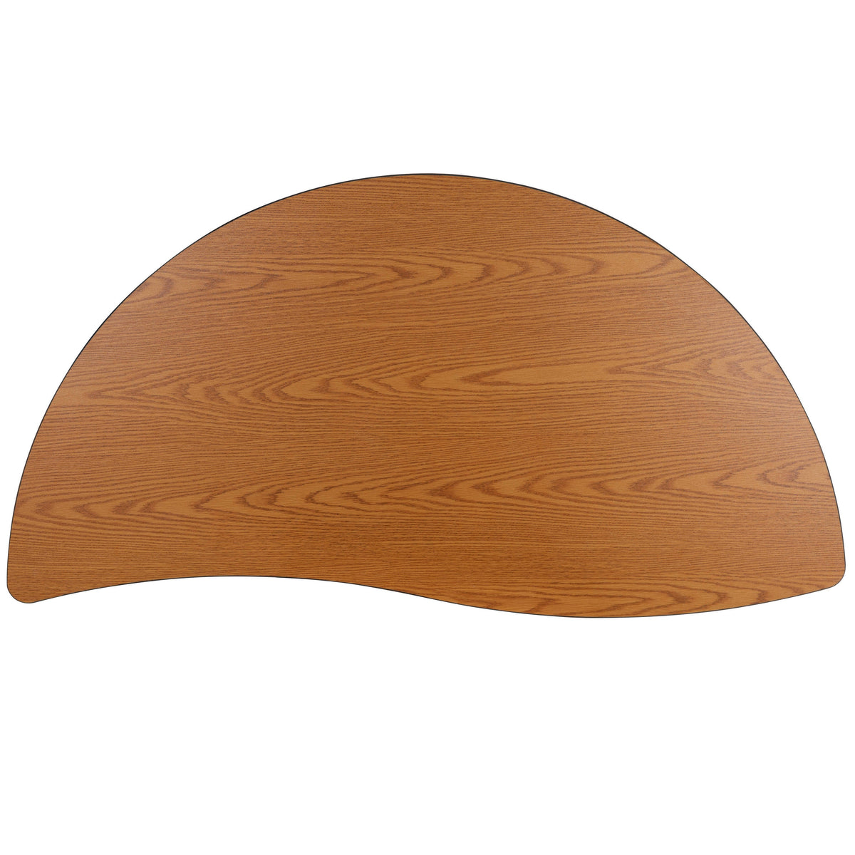 Flash Furniture XU-A60-HCIRC-OAK-T-A-CAS-GG Mobile 60" Half Circle Wave Collaborative Oak Adjustable Height Activity Table (Oak Top/Black Frame) - View 7