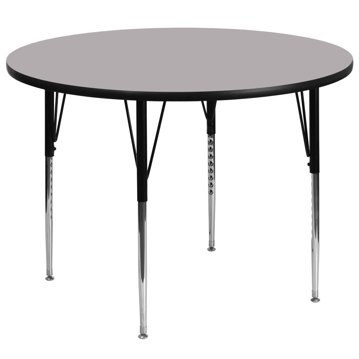 Flash Furniture XU-A60-RND-GY-T-A-GG 60" Round Grey Thermal Laminate Activity Table - Standard Height Adjustable Legs (Gray Top/Black Frame) - Main view