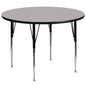 Flash Furniture XU-A60-RND-GY-T-A-GG 60" Round Grey Thermal Laminate Activity Table - Standard Height Adjustable Legs (Gray Top/Black Frame) - Main view