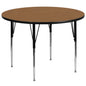 Flash Furniture XU-A60-RND-OAK-T-A-GG 60" Round Oak Thermal Laminate Activity Table - Standard Height Adjustable Legs (Oak Top/Black Frame) - Main view