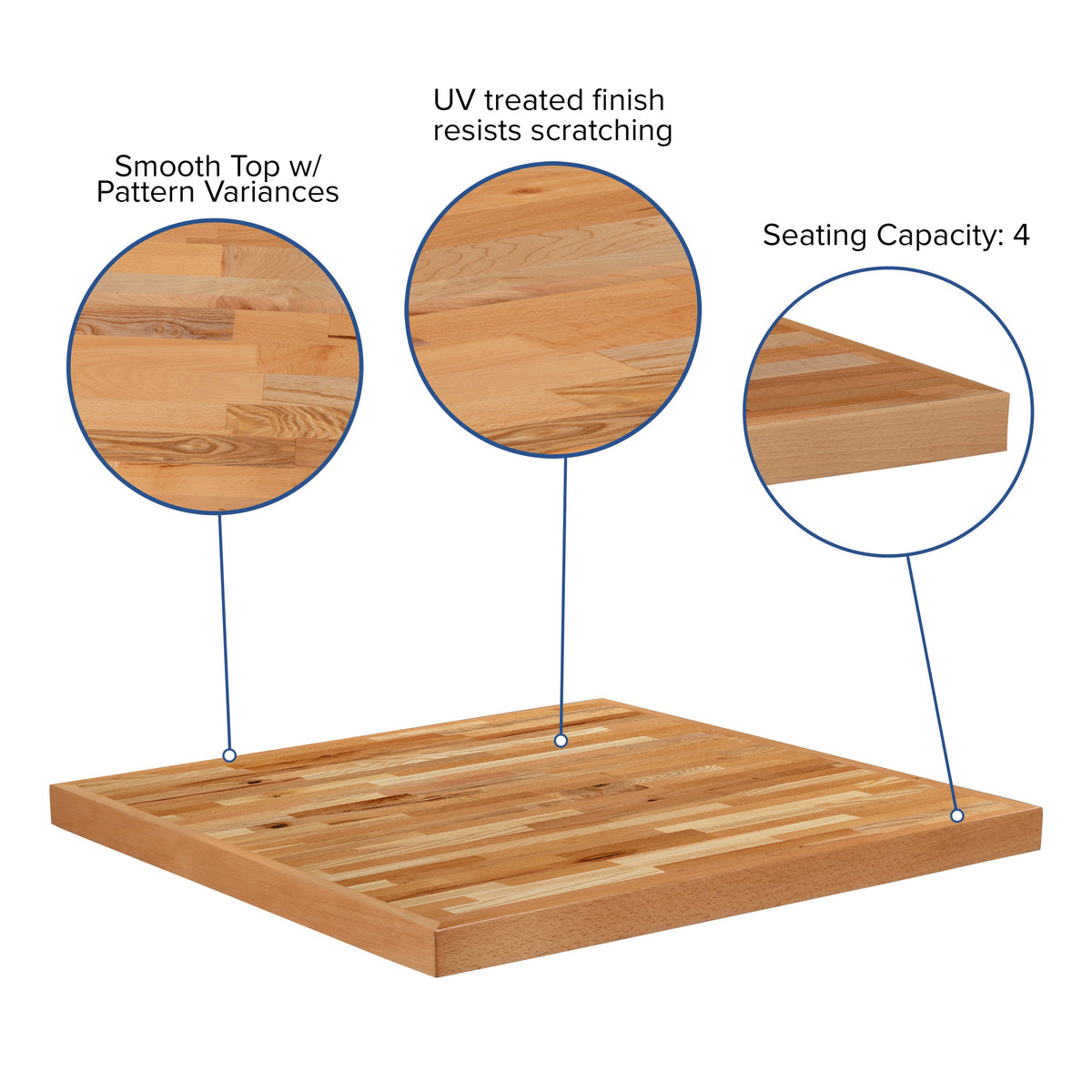 Flash Furniture XU-BB30SQ-GG 30" Square Butcher Block Style Table Top - Restaurant Table Top - View 3