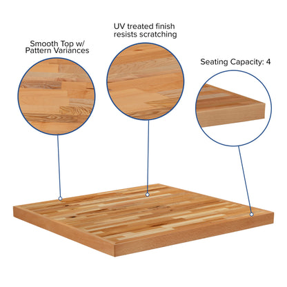 Flash Furniture XU-BB30SQ-GG 30" Square Butcher Block Style Table Top - Restaurant Table Top - View 3