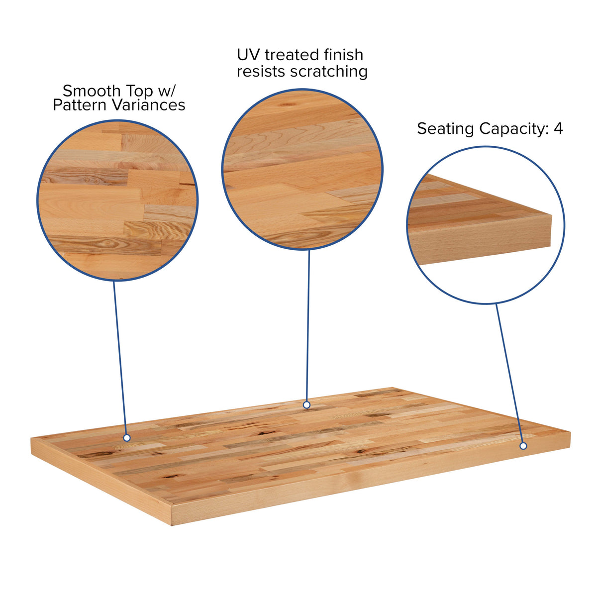 Flash Furniture XU-BB30X48RCT-GG 30" x 48" Rectangle Butcher Block Style Table Top - Restaurant Table Top - View 3