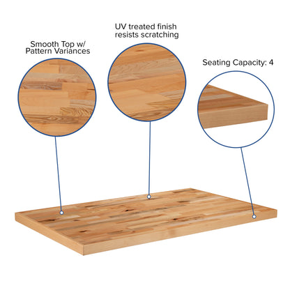 Flash Furniture XU-BB30X48RCT-GG 30" x 48" Rectangle Butcher Block Style Table Top - Restaurant Table Top - View 3