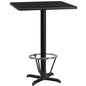 Flash Furniture XU-BLKTB-2424-T2222B-3CFR-GG 24" SQ Black Laminate Table Top with 22" x 22" Bar Height Table Base & Foot Ring - Main view