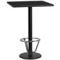 Flash Furniture XU-BLKTB-2424-TR18B-3CFR-GG 24" Square Black Laminate Table Top with 18" Round Bar Height Table Base - Main view