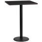 Flash Furniture XU-BLKTB-2424-TR18B-GG 24" Square Black Laminate Table Top with 18" Round Bar Height Table Base - Main view