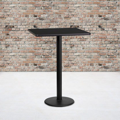 Flash Furniture XU-BLKTB-2424-TR18B-GG 24" Square Black Laminate Table Top with 18" Round Bar Height Table Base - View 2