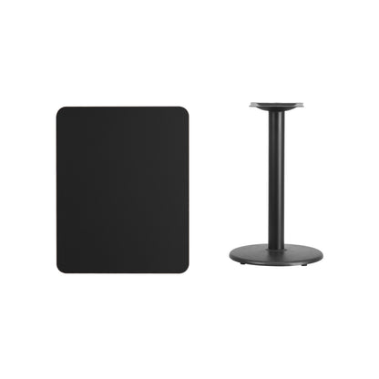 Flash Furniture XU-BLKTB-2430-TR18-GG 24" x 30" Rectangular Black Laminate Table Top with 18" Round Table Height Base - Main view